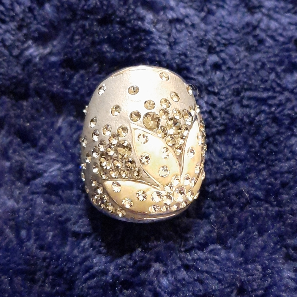 Big Bold Statement Gray White Crystal Ring - image 1